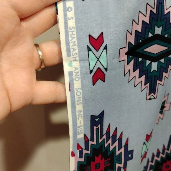 Shamash & Sons Inc Blue & Pink Aztec Print Fabric Piece 2 Yds -Sewing Quilting - Picture 2 of 5